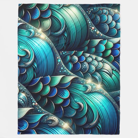"Iridescent Mermaid Scales" Fleece Deken (Voorkant)