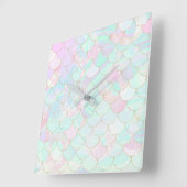 Iridescent Mermaid Scales Vierkante Klok (Hoek)