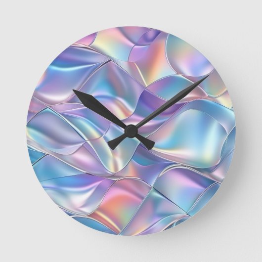 Iridescent Metaal 6 Geometrisch Ronde Klok (Voorkant)