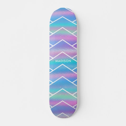 Iridescent Modern Girly Pink Blue Specialized Ska Persoonlijk Skateboard (Voorkant)
