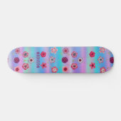 Iridescent Modern Girly Pink Purple Flowers Name Persoonlijk Skateboard (Horizontaal)