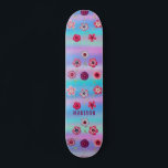 Iridescent Modern Girly Pink Purple Flowers Name Persoonlijk Skateboard<br><div class="desc">De Iridescent Modern Girly Pink Purple Flowers Name heeft een moderne kleurrijke achtergrond met roze en paarse bloemen met je gepersonaliseerde naam. Personaliseer door de tekst in het verstrekte tekstvakje uit te geven. Ontworpen door ©Evco Studio www.zazzle.com/store/evcostudio</div>