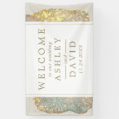 Iridescent Modern Glitter Weddenschap Welkom Spandoek (Verticaal)