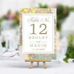 Iridescent modern Glitter Weddenschappen Tabelnumm Kaart<br><div class="desc">Voeg een vleugje magische glinstering toe aan uw huwelijksreceptie met deze schitterende tafelnummers. Met een betoverende iriserende achtergrond met een glinsterend glittereffect,  creëer deze kaarten een luxe en opvallende look. Personaliseer eenvoudig met uw tafelnummers voor een samenhangende en onvergetelijke tafelsetting.</div>
