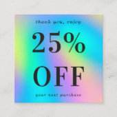 Iridescent Moderne Bold Typography Small Business Kortingskaartje (Voorkant)