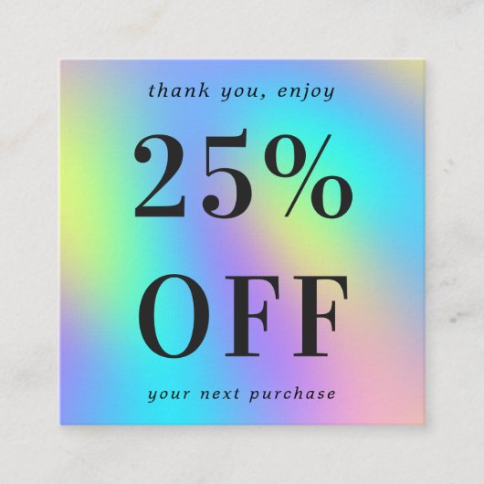 Iridescent Moderne Bold Typography Small Business Kortingskaartje (Voorkant)