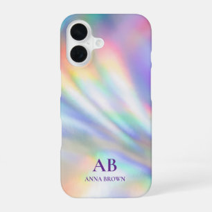 Iridescent Monogram Gepersonaliseerde Naam iPhone 16 Hoesje