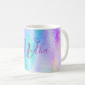 Iridescent Monogrammed Elegant Holographic Koffiemok (Voorkant rechts)