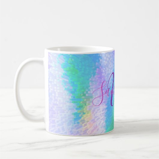 Iridescent Monogrammed Elegant Holographic Koffiemok (Links)