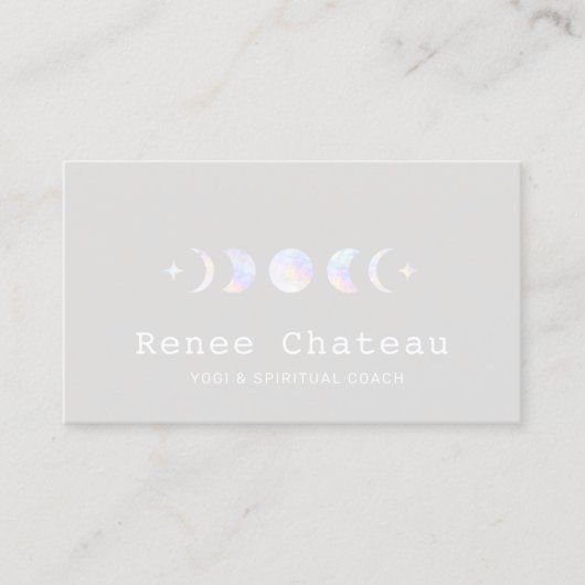 Iridescent Moon Phase Yoga Spiritueel Visitekaartje (Voorkant)