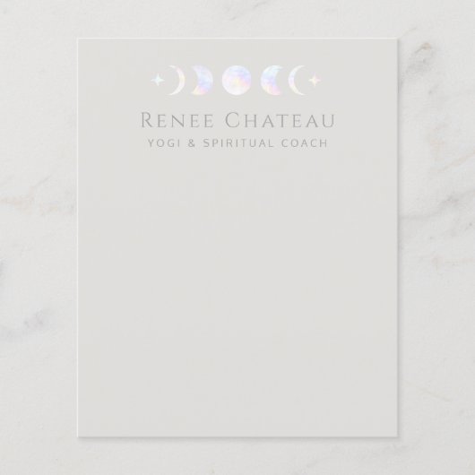 Iridescent Moon Phase Yoga Spirituele Coach Flyer (Voorkant)