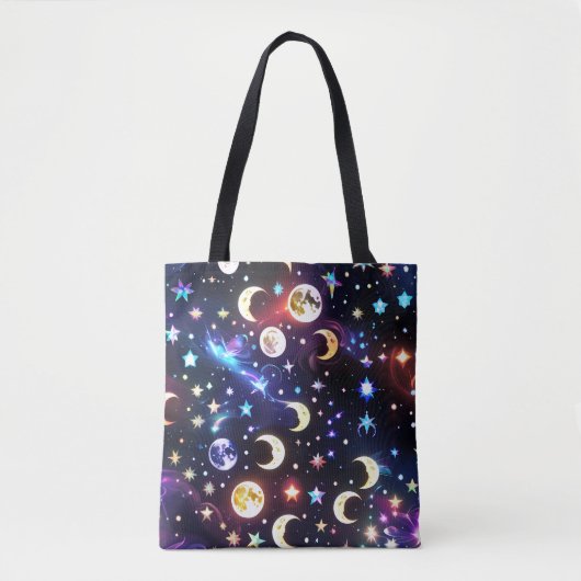 Iridescent Moonstone Opal Lunar Phases Tote Bag (Voorkant)
