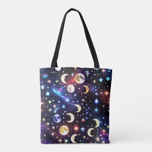 Iridescent Moonstone Opal Lunar Phases Tote Bag (Achterkant)