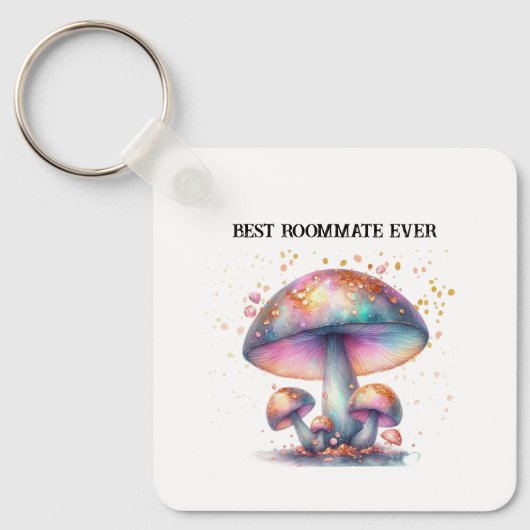 Iridescent Mushrooms Roomie Charm Beste Kamergenoo Sleutelhanger (Voorkant)