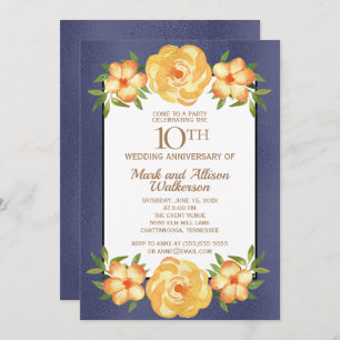 Iridescent Navy Blue 10th Wedding Jubileum Kaart