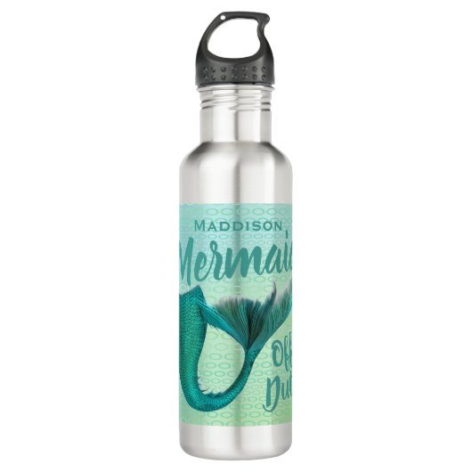 Iridescent off Duty Mermaid Tail gepersonaliseerd Waterfles (Voorkant)