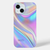 Iridescent ontwerp, klasse paarse tekst monogram Case-Mate iPhone case (Achterkant)