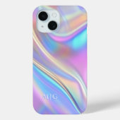 Iridescent ontwerp, klasse witte tekst monogram Case-Mate iPhone case (Achterkant)
