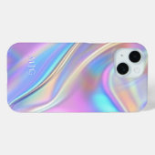 Iridescent ontwerp, klasse witte tekst monogram Case-Mate iPhone case (Achterkant (horizontaal))