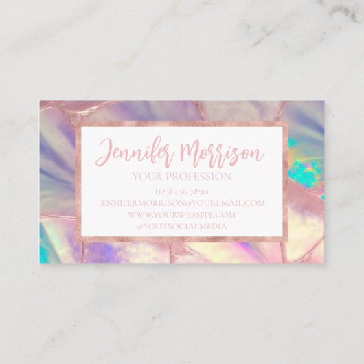 Iridescent Opal Crystal Stone Modern Luxury Visitekaartje (Achterkant)