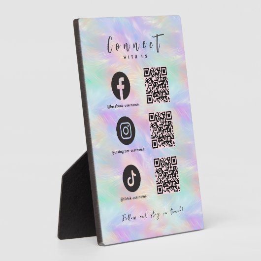 Iridescent Opal Facebook TikTok QR-code Fotoplaat (Zijkant)