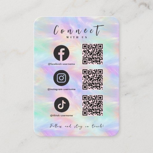 Iridescent Opal Facebook TikTok QR-code Visitekaartje (Voorkant)