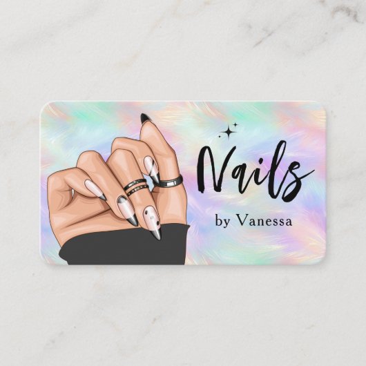 Iridescent Opal Nail Artist Stijlvol Visitekaartje (Voorkant)