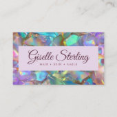 Iridescent Opal Stone QR Code Elegant Modern Visitekaartje (Voorkant)