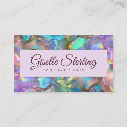 Iridescent Opal Stone QR Code Elegant Modern Visitekaartje (Voorkant)