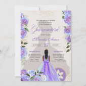 Iridescent Paars Blue Fancy Charro Quinceanera Kaart (Voorkant)