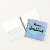 Iridescent Paars Blue Glitter Name Sketchbook Notitieboek (Binnen)