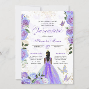 Iridescent Paars Butterflies Mariposa Quinceanera Kaart