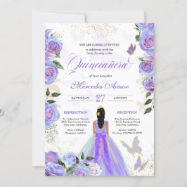 Iridescent Paars Butterflies Mariposa Quinceanera Kaart