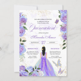 Iridescent Paars Butterflies Mariposa Quinceanera Kaart