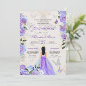 Iridescent Paars Butterflies Mariposa Quinceanera Kaart (Staand voorkant)