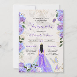 Iridescent Paars Butterflies Mariposa Quinceanera Kaart