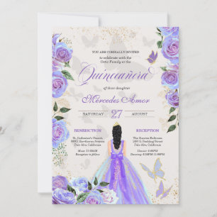 Iridescent Paars Butterflies Mariposa Quinceanera Kaart