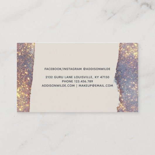 Iridescent Paars Glam Glitter Afsprakenkaartje (Achterkant)