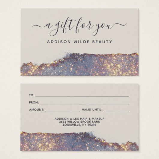 Iridescent Paars Glam Glitter Gift Kaart (Voorkant /achterkant)