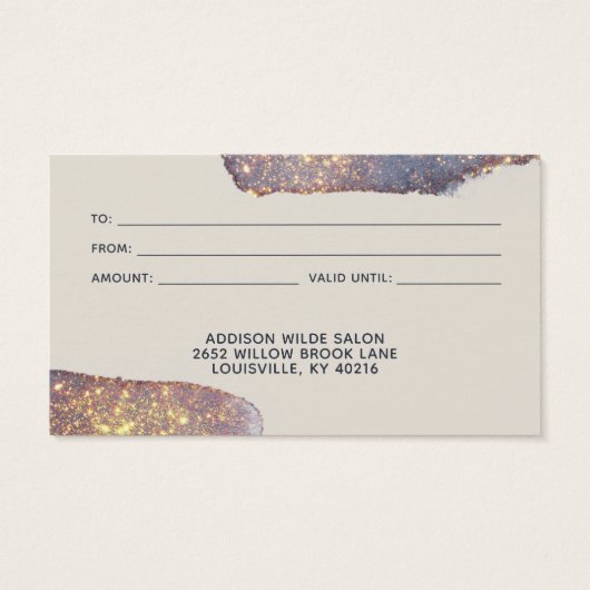 Iridescent Paars Glam Glitter Gift Kaart (Achterkant)