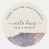 Iridescent Paars Glam Glitter Hartelijk dank Ronde Sticker (Voorkant)