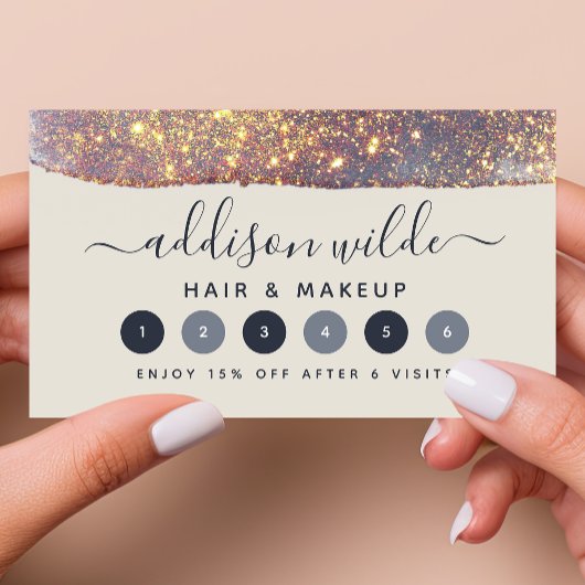 Iridescent Paars Glam Glitter Klantenkaartje