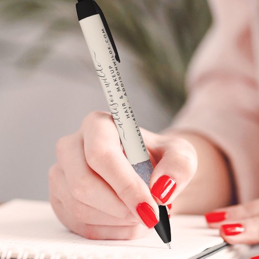 Iridescent Paars Glam Glitter Modern Salon Zwarte Inkt Pen