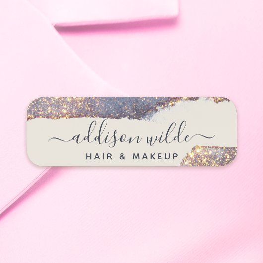 Iridescent Paars Glam Glitter Naamplaatje