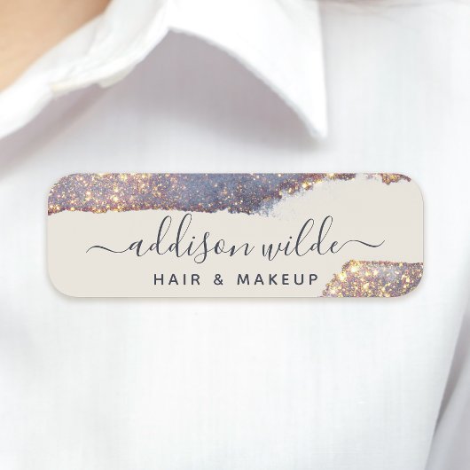 Iridescent Paars Glam Glitter Naamplaatje