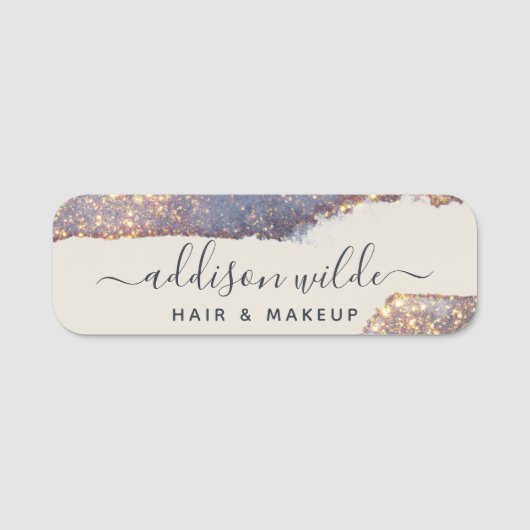 Iridescent Paars Glam Glitter Naamplaatje (Voorkant)