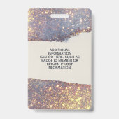 Iridescent Paars Glam Glitter Salon ID Badge (Achterkant)