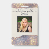Iridescent Paars Glam Glitter Salon ID Badge (Voorzijde)