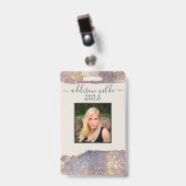 Iridescent Paars Glam Glitter Salon ID Badge (Voorzijde met clip)