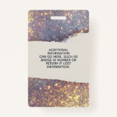 Iridescent Paars Glam Glitter Salon ID Badge (Achterkant)